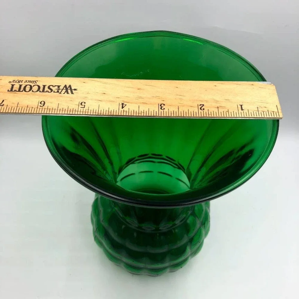Vintage Emerald Green Glass Flower Vase